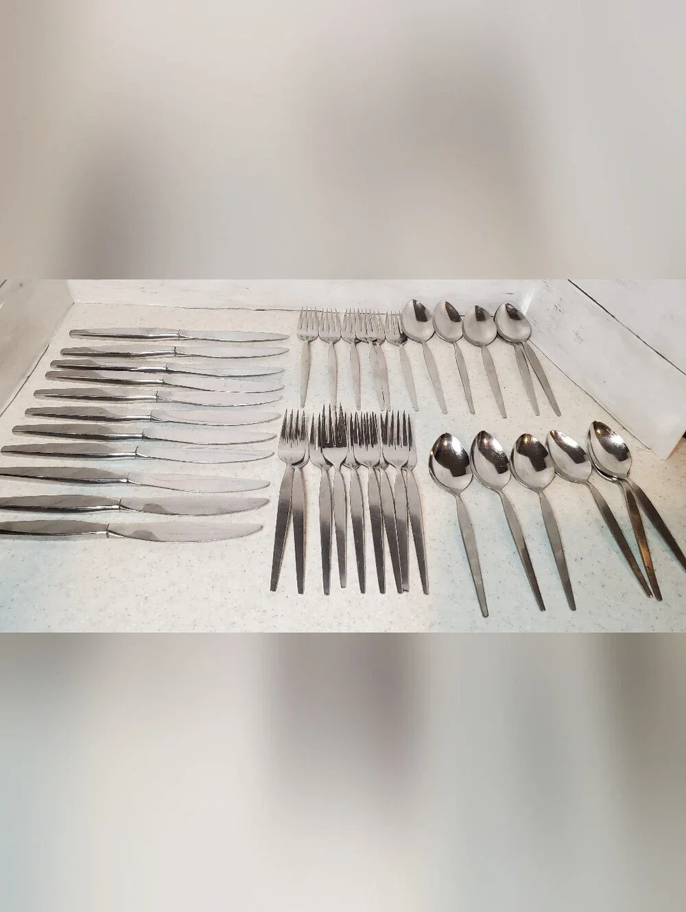 Oneida Frostfire Stainless Flatware Lot 37 Pcs MCM Replacement Knives Forks Spoo